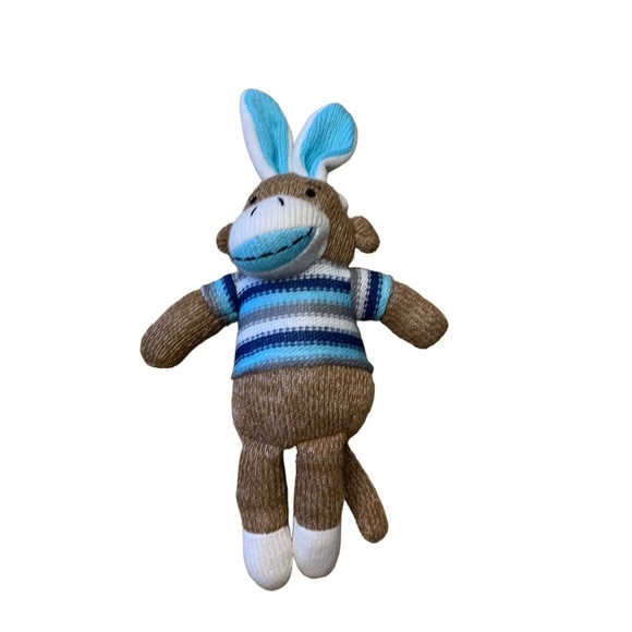 Dan Dee Easter Monkey Dressed as Bunny Plushy Brown Blue Soft - Picture 1 of 4
